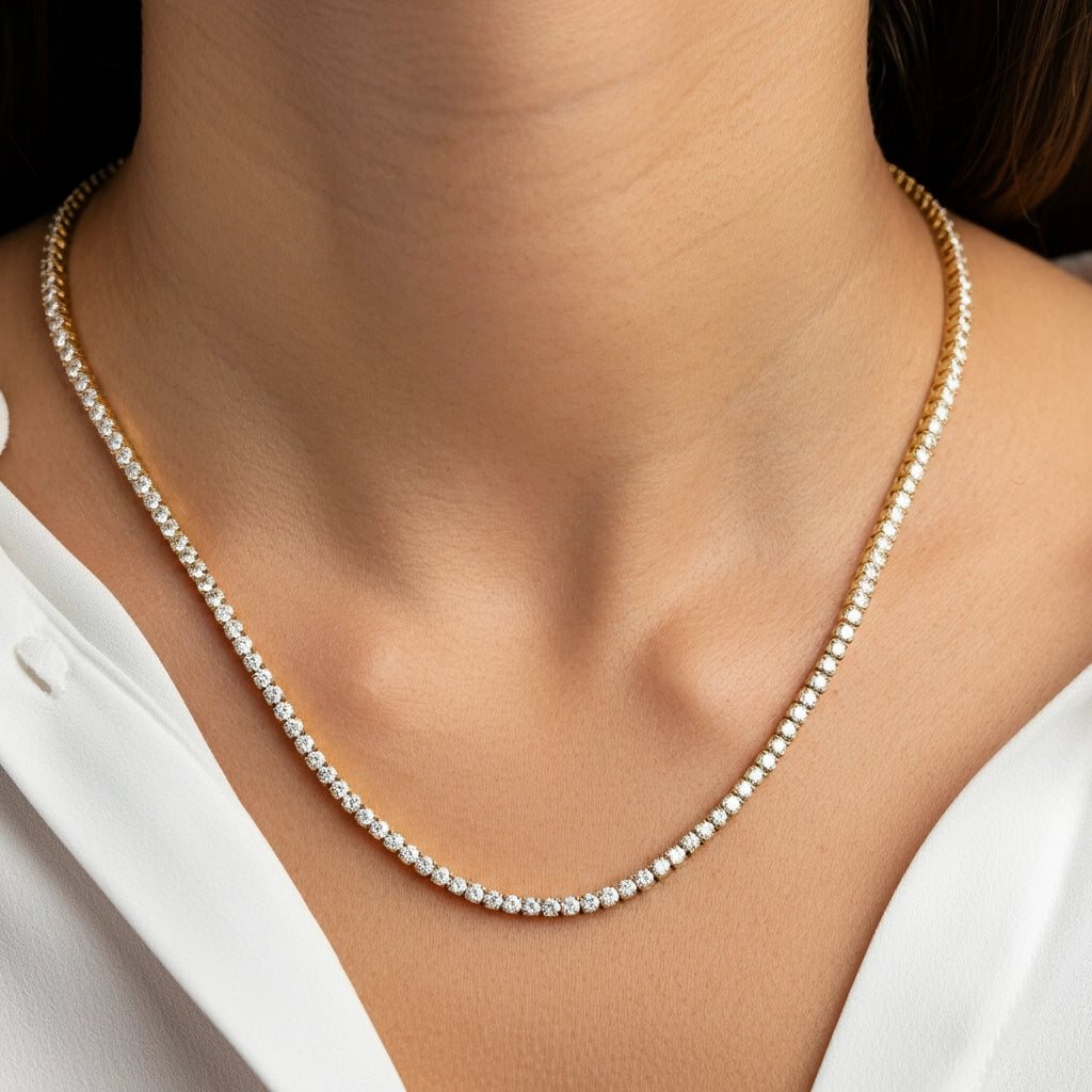 Juno Midi Tennis Necklace 13.5Ct – White Diamond