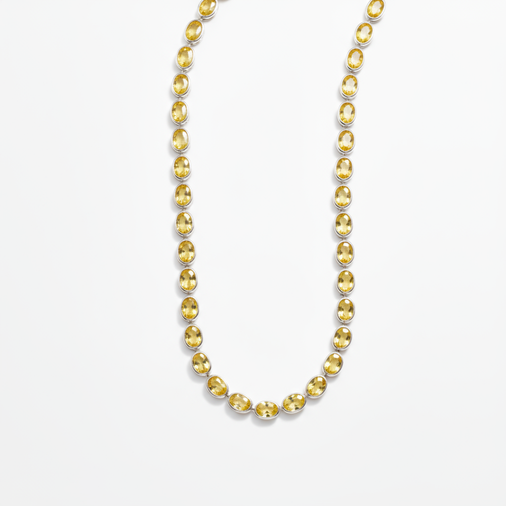 Velara Frame Tennis Necklace – Yellow Sapphire