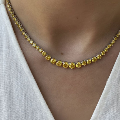Juno Graduated Tennis Necklace – Yellow Sapphire