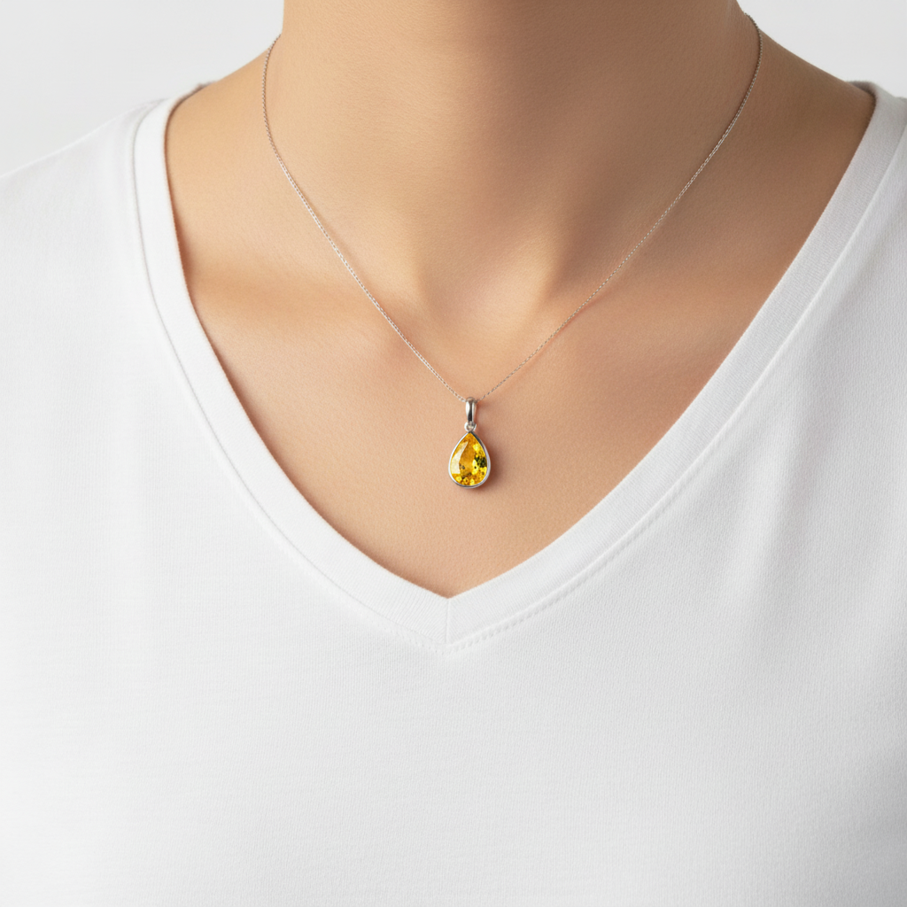 Nova Bold Solitaire Pendant – Yellow Sapphire