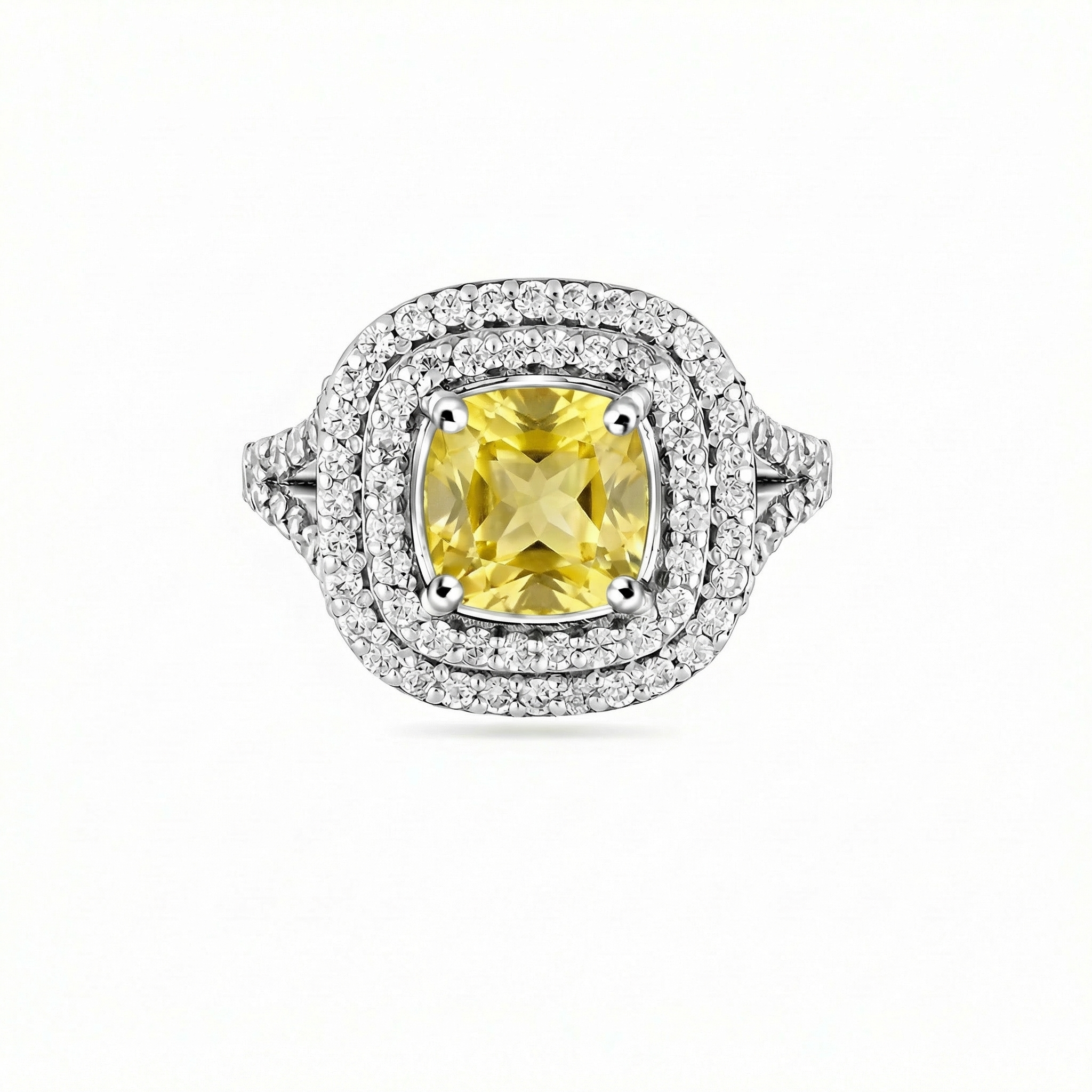Aria Double Halo Ring – Yellow Sapphire