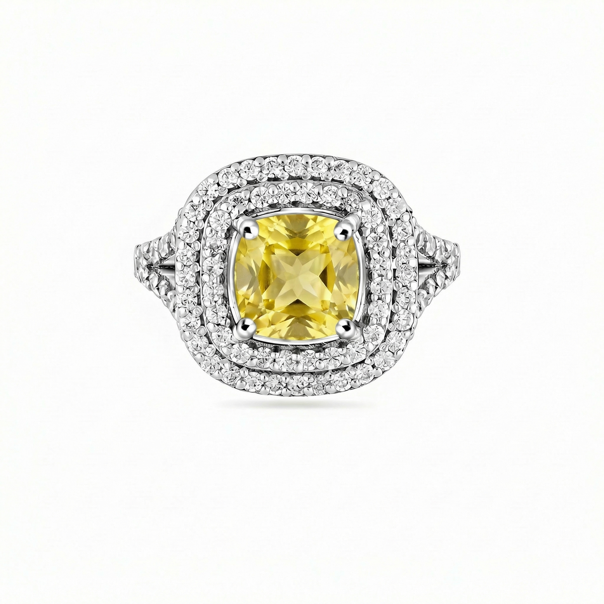 Aria Double Halo Ring – Yellow Sapphire