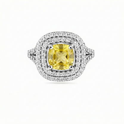 Aria Double Halo Ring – Yellow Sapphire