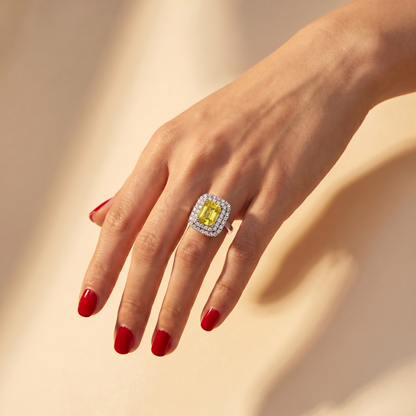 Nexus Double Halo Ring – Yellow Sapphire