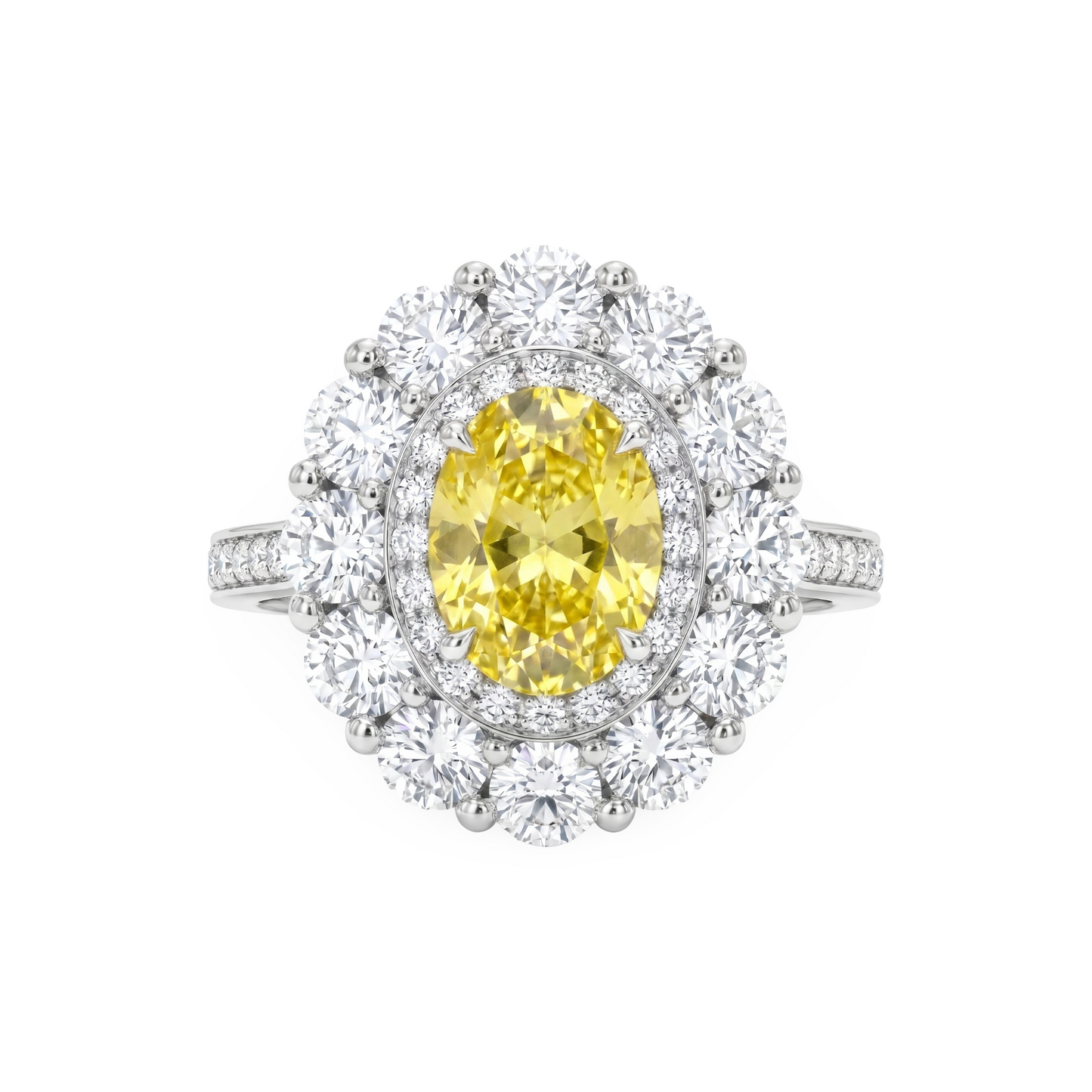 Velara Double Halo Ring – Yellow Sapphire