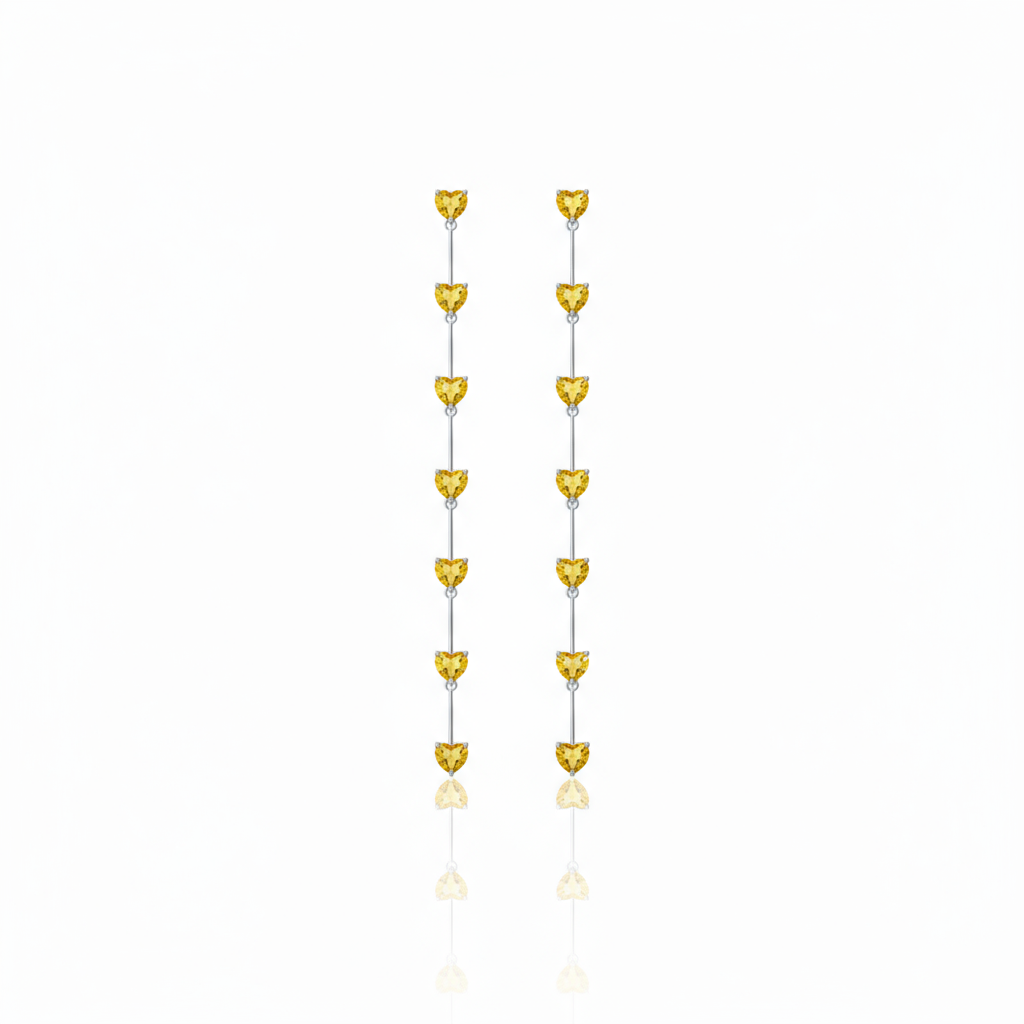 Amore Long Drop Earrings – Yellow Sapphire