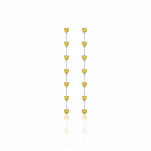 Amore Long Drop Earrings – Yellow Sapphire