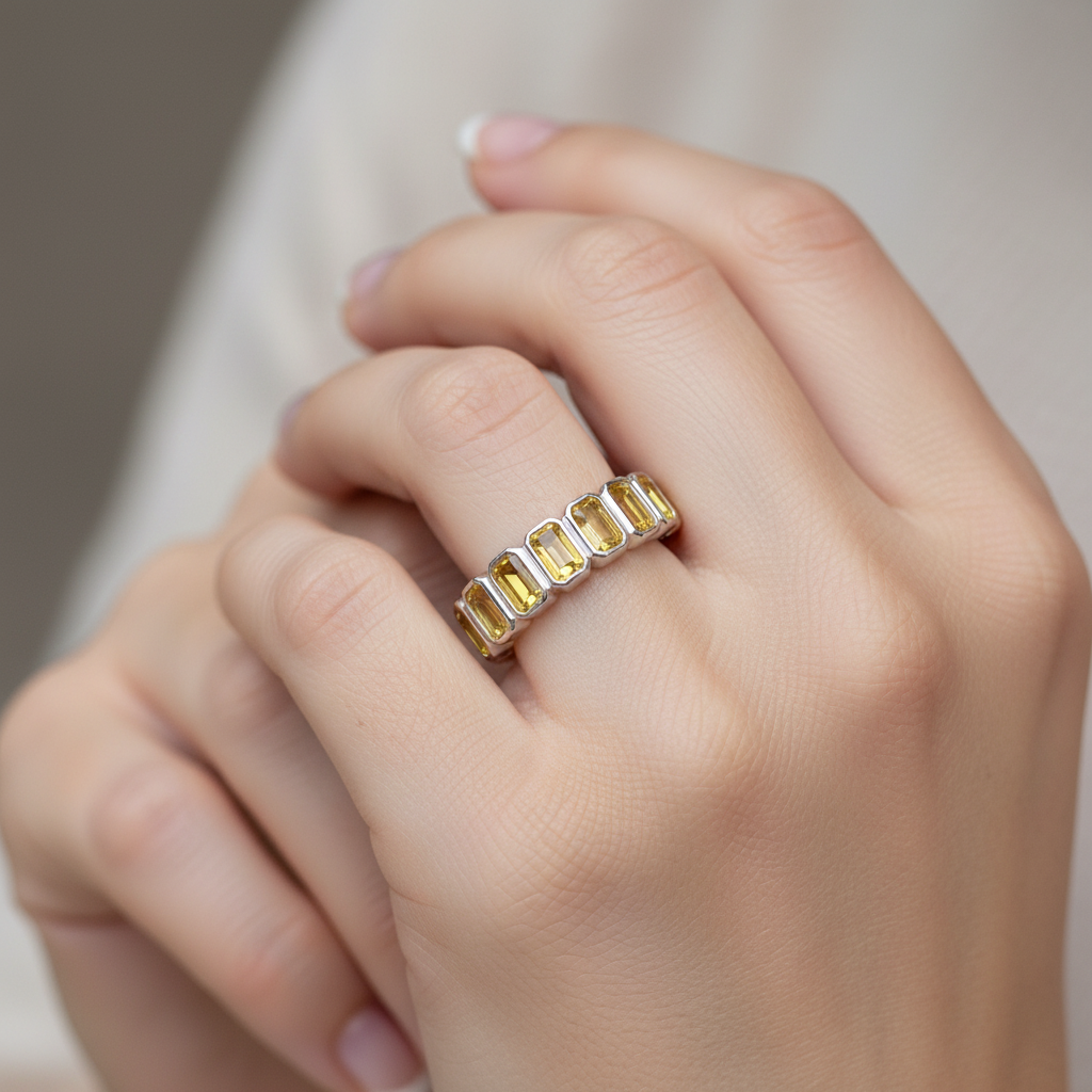 Nexus Vertical Eternity Ring – Yellow Sapphire