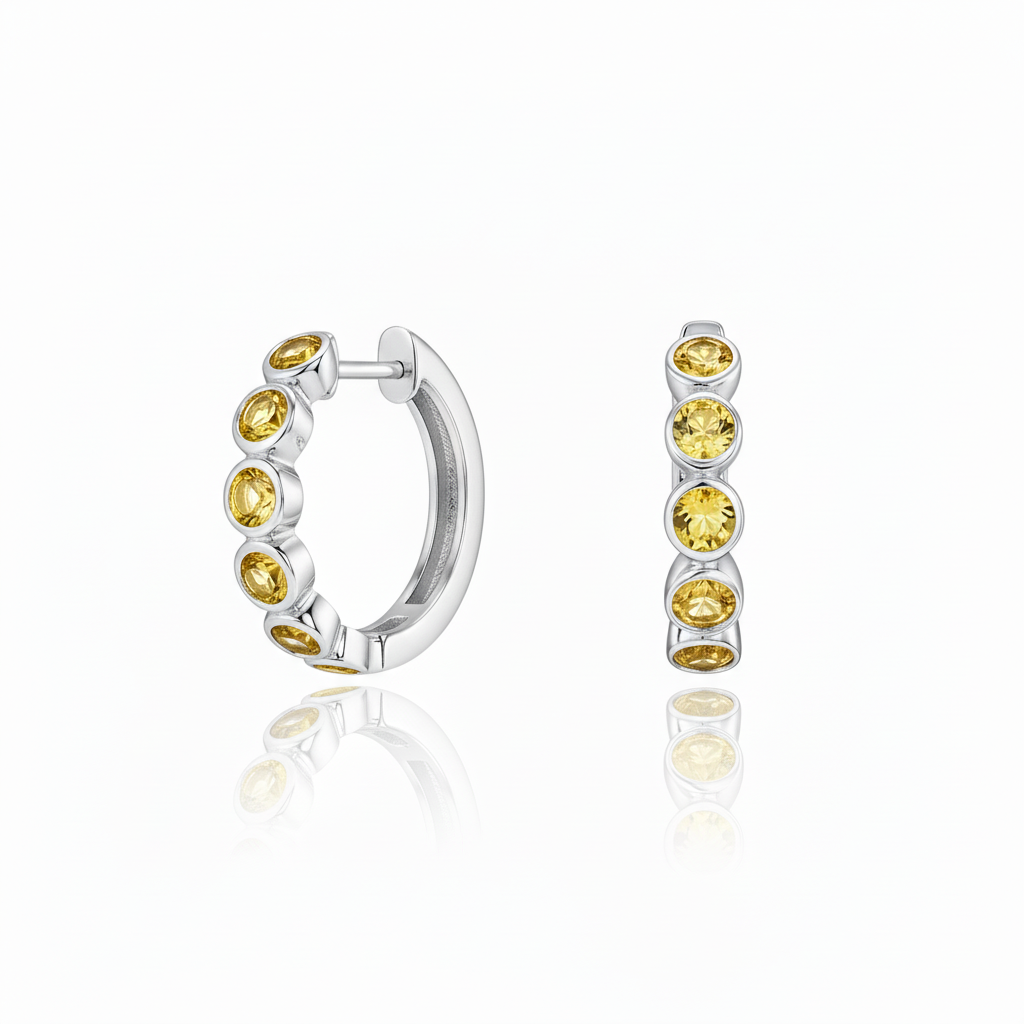 Forma Mini Hoop Earrings – Yellow Sapphire