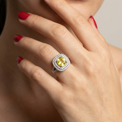 Aria Double Halo Ring – Yellow Sapphire