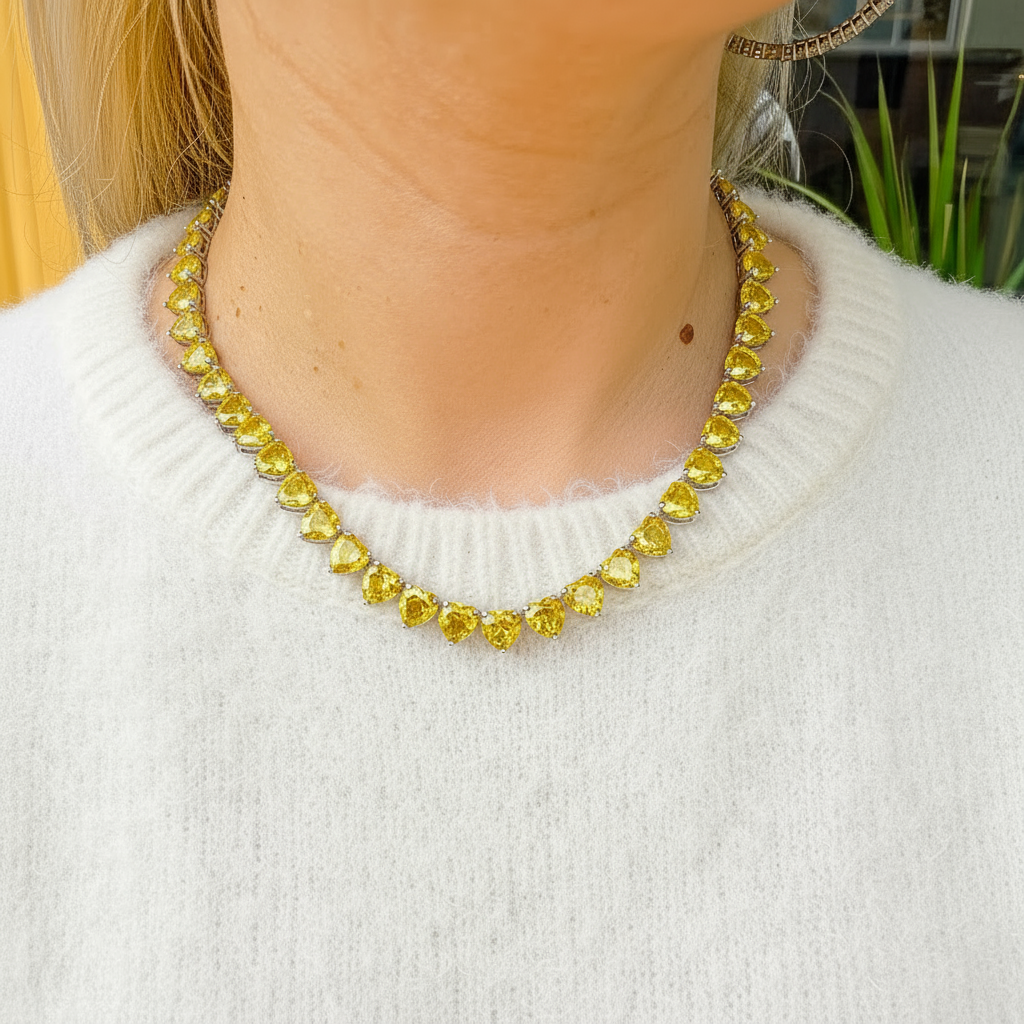 Amore Maxi Tennis Necklace – Yellow Sapphire