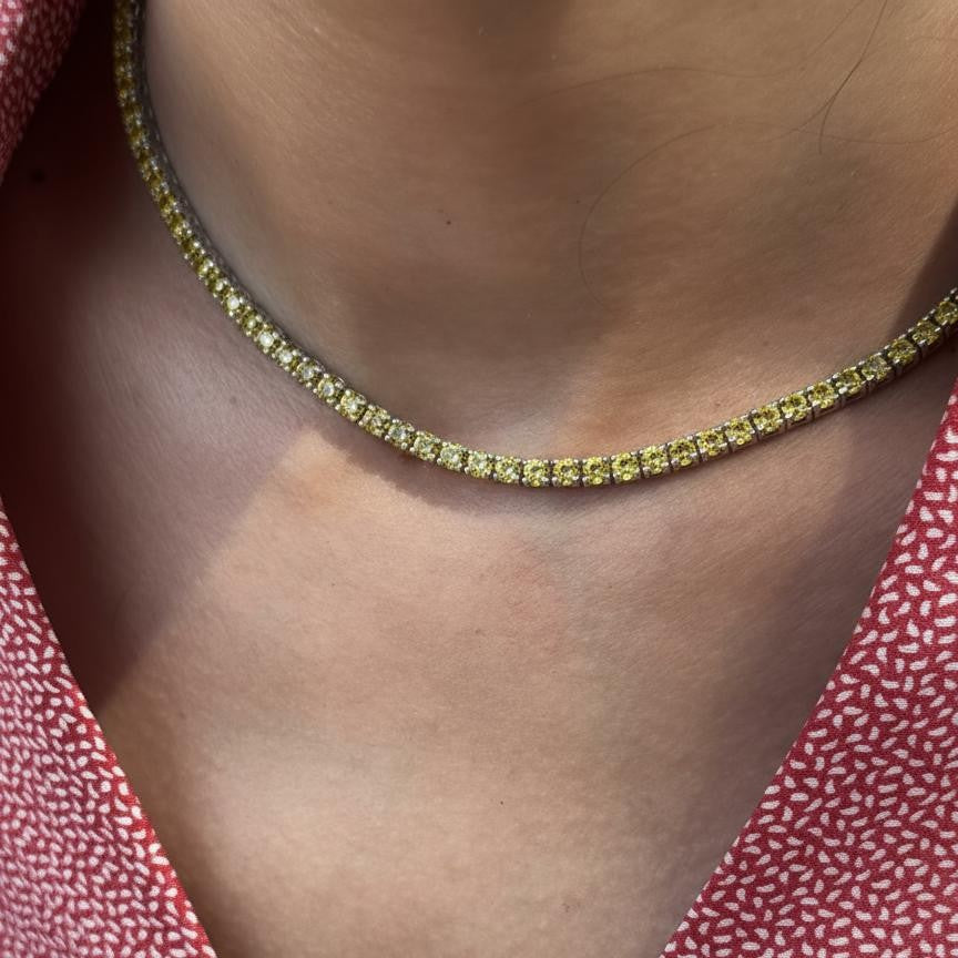 Juno Midi Tennis Necklace – Yellow Sapphire