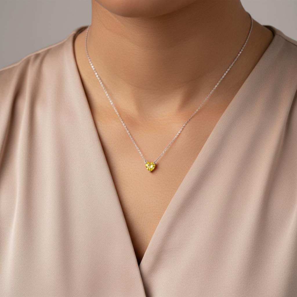 Amore Solitaire Necklace – Yellow Sapphire