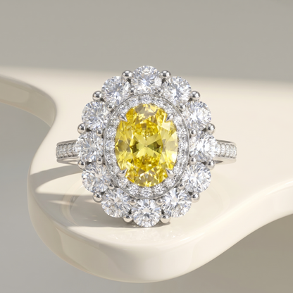 Velara Double Halo Ring – Yellow Sapphire