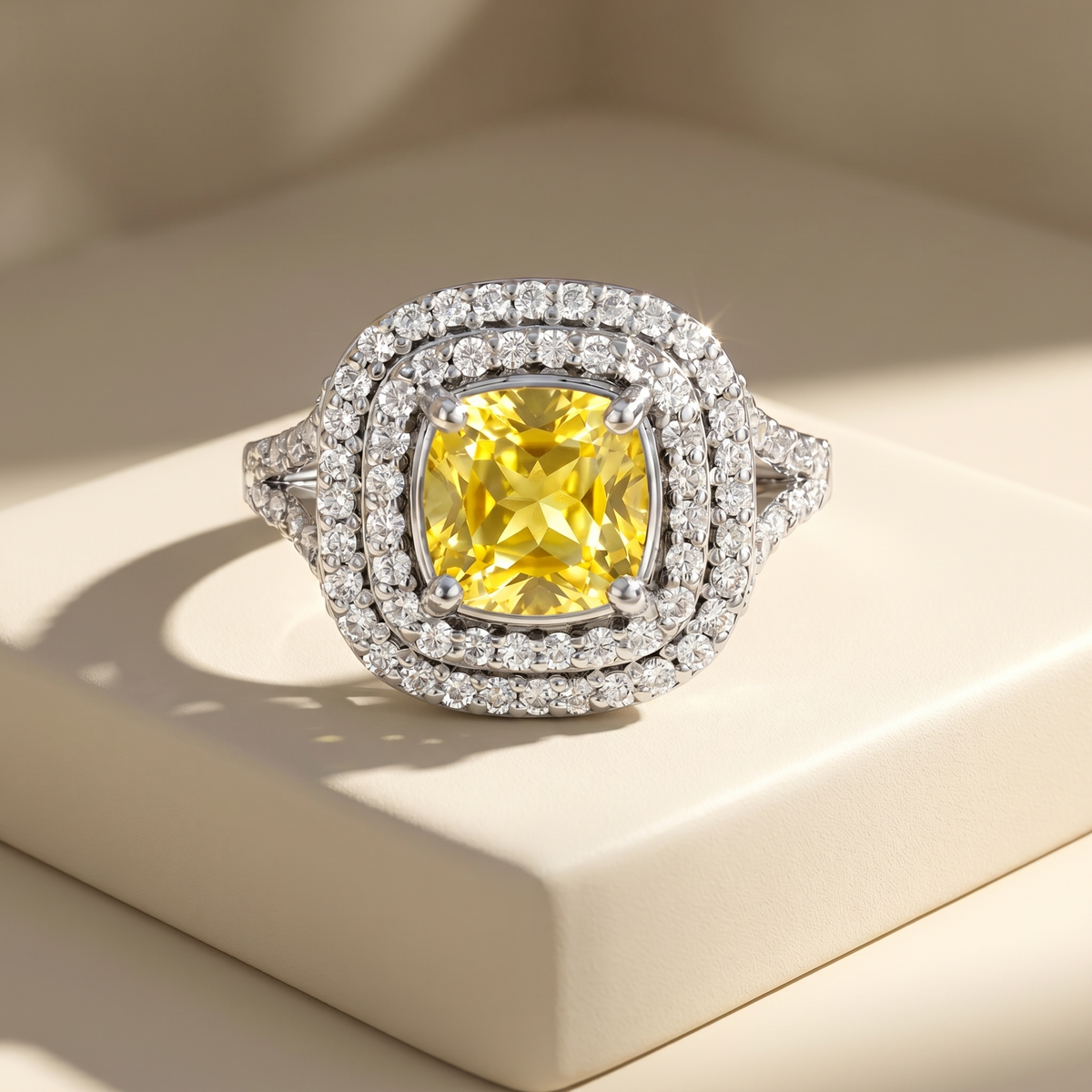 Aria Double Halo Ring – Yellow Sapphire