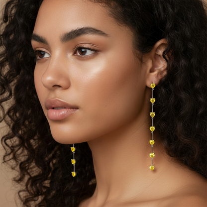 Amore Long Drop Earrings – Yellow Sapphire
