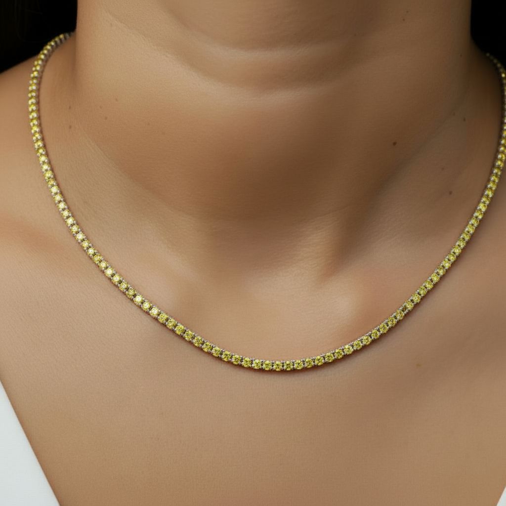 Juno Mini Tennis Necklace – Yellow Sapphire
