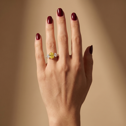 Velara Trilogy Pavé Ring – Yellow Sapphire