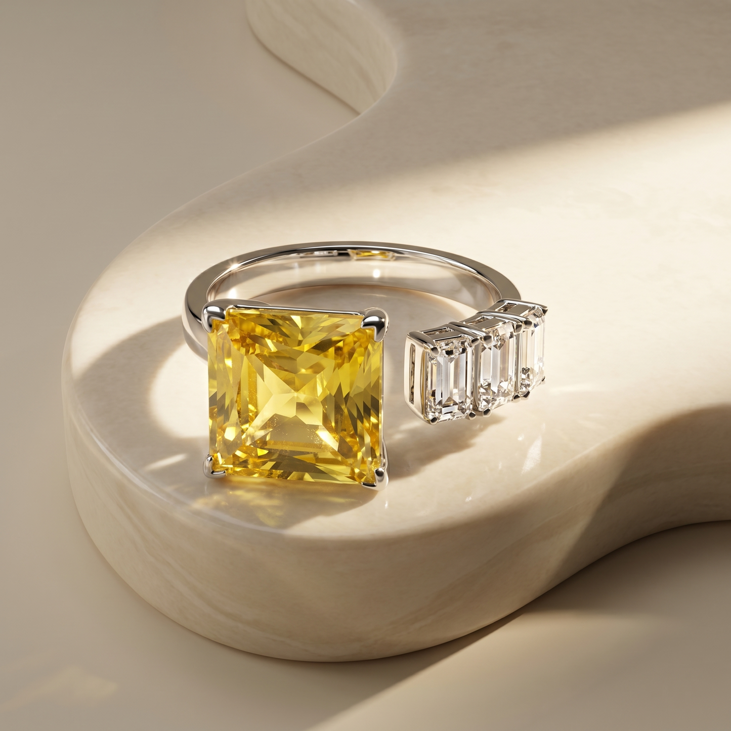 Aria Princess Open Ring – Yellow Sapphire