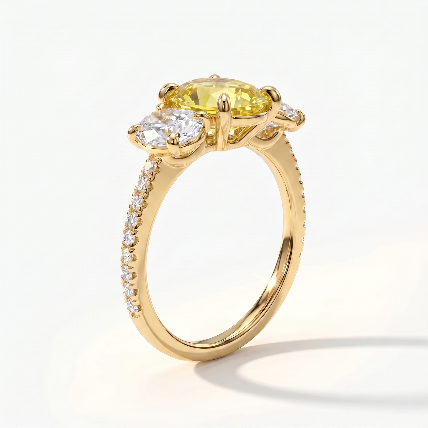Velara Trilogy Pavé Ring – Yellow Sapphire