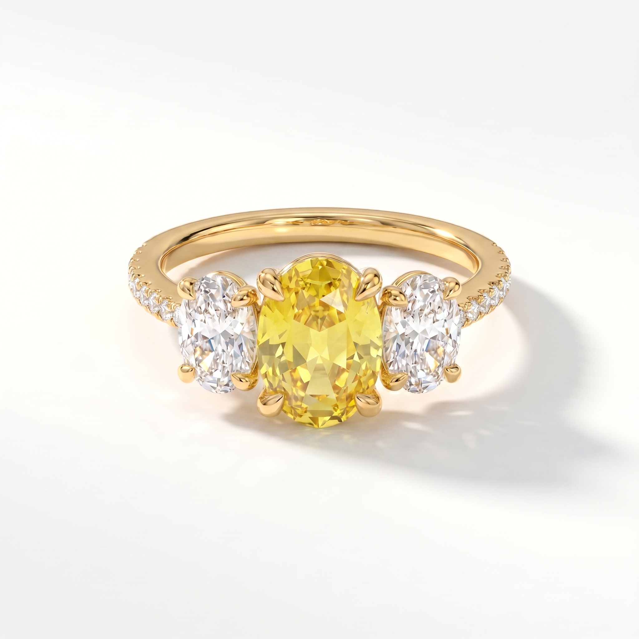 Velara Trilogy Pavé Ring – Yellow Sapphire