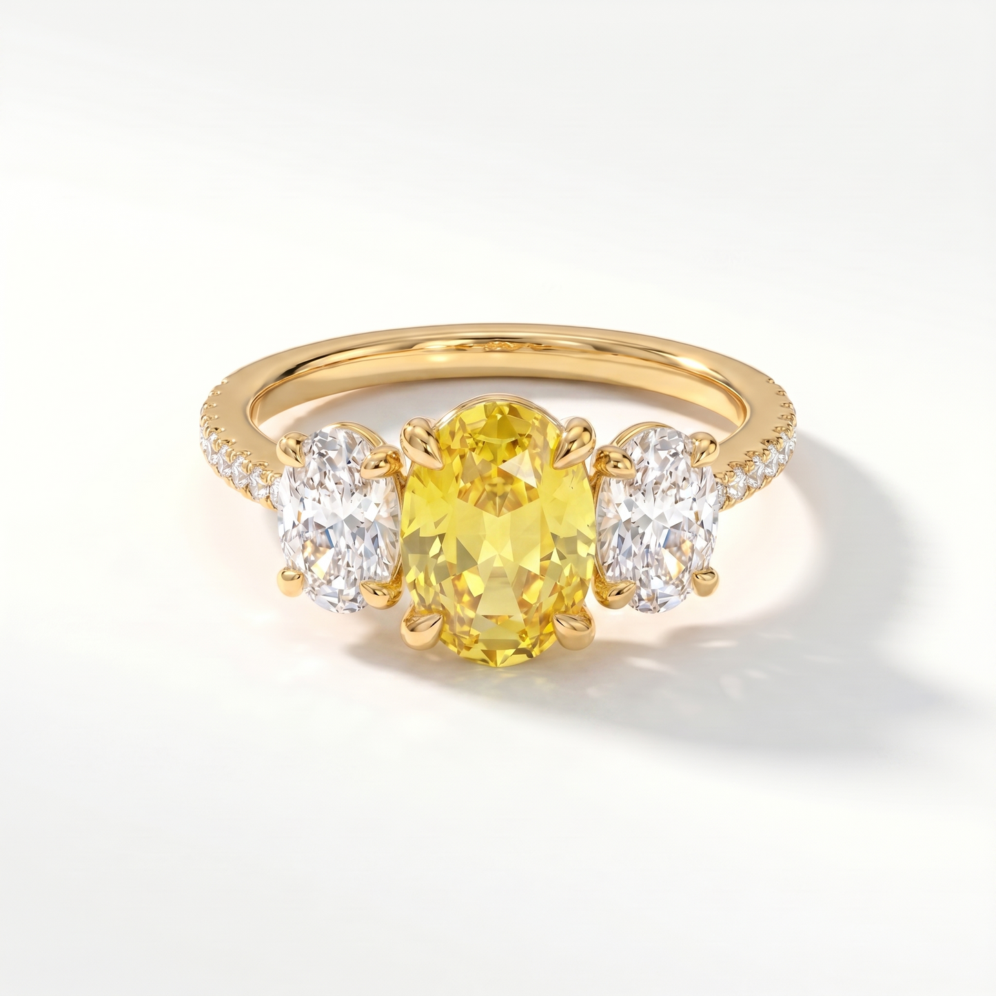 Velara Trilogy Pavé Ring – Yellow Sapphire