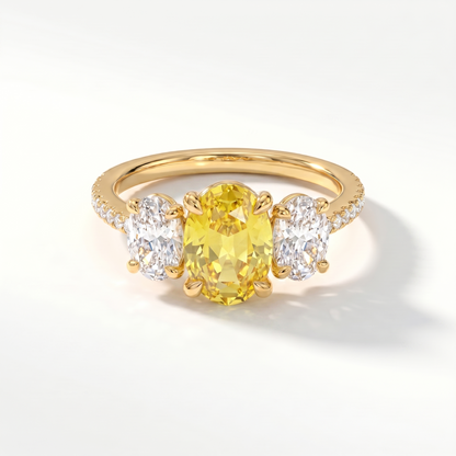 Velara Trilogy Pavé Ring – Yellow Sapphire