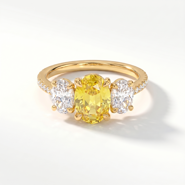 Velara Trilogy Pavé Ring – Yellow Sapphire