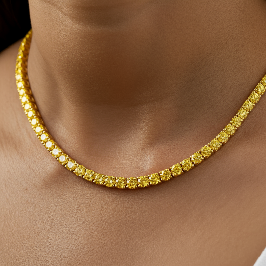 Juno Grande Tennis Necklace – Yellow Sapphire