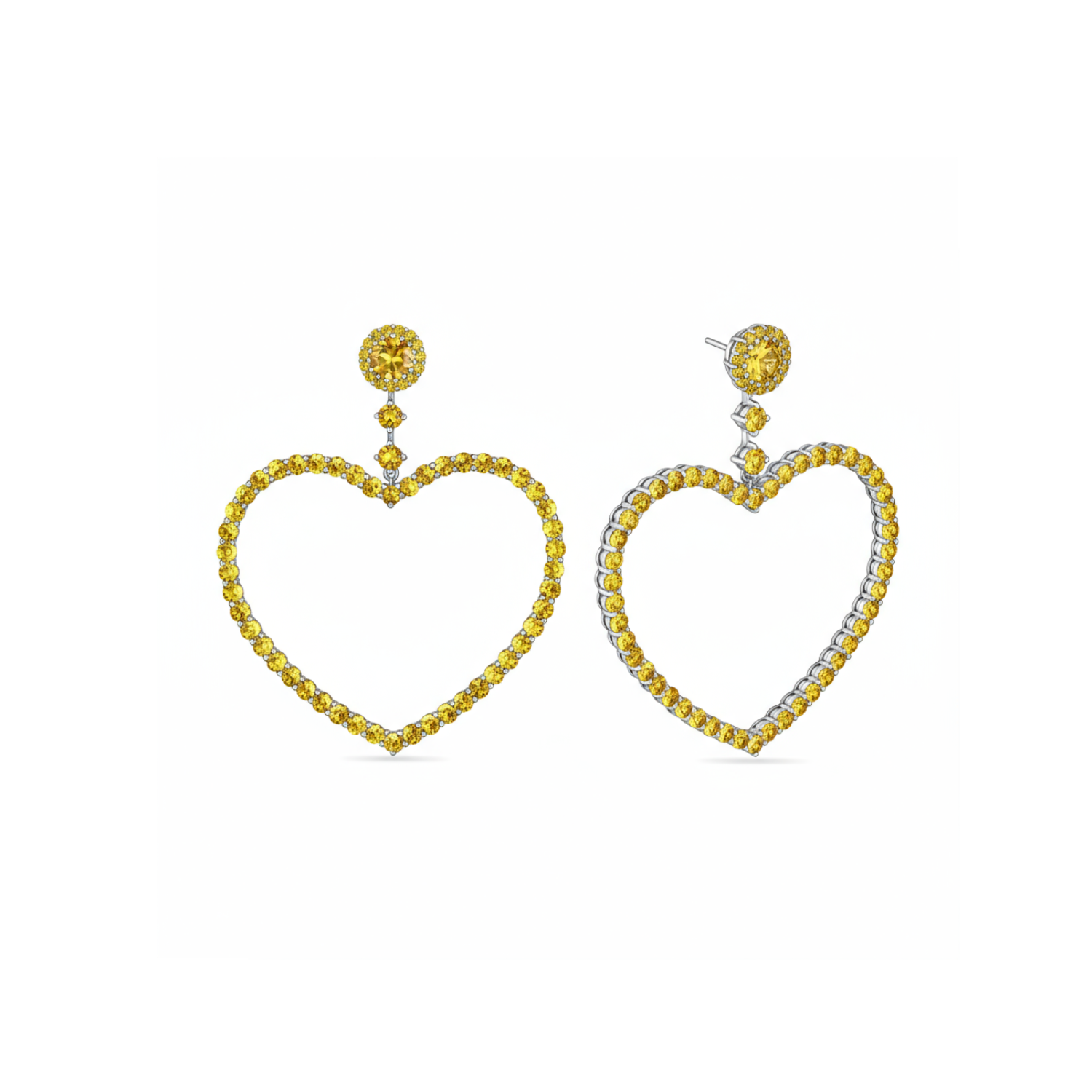 Amore Grand Heart Earrings – Yellow Sapphire