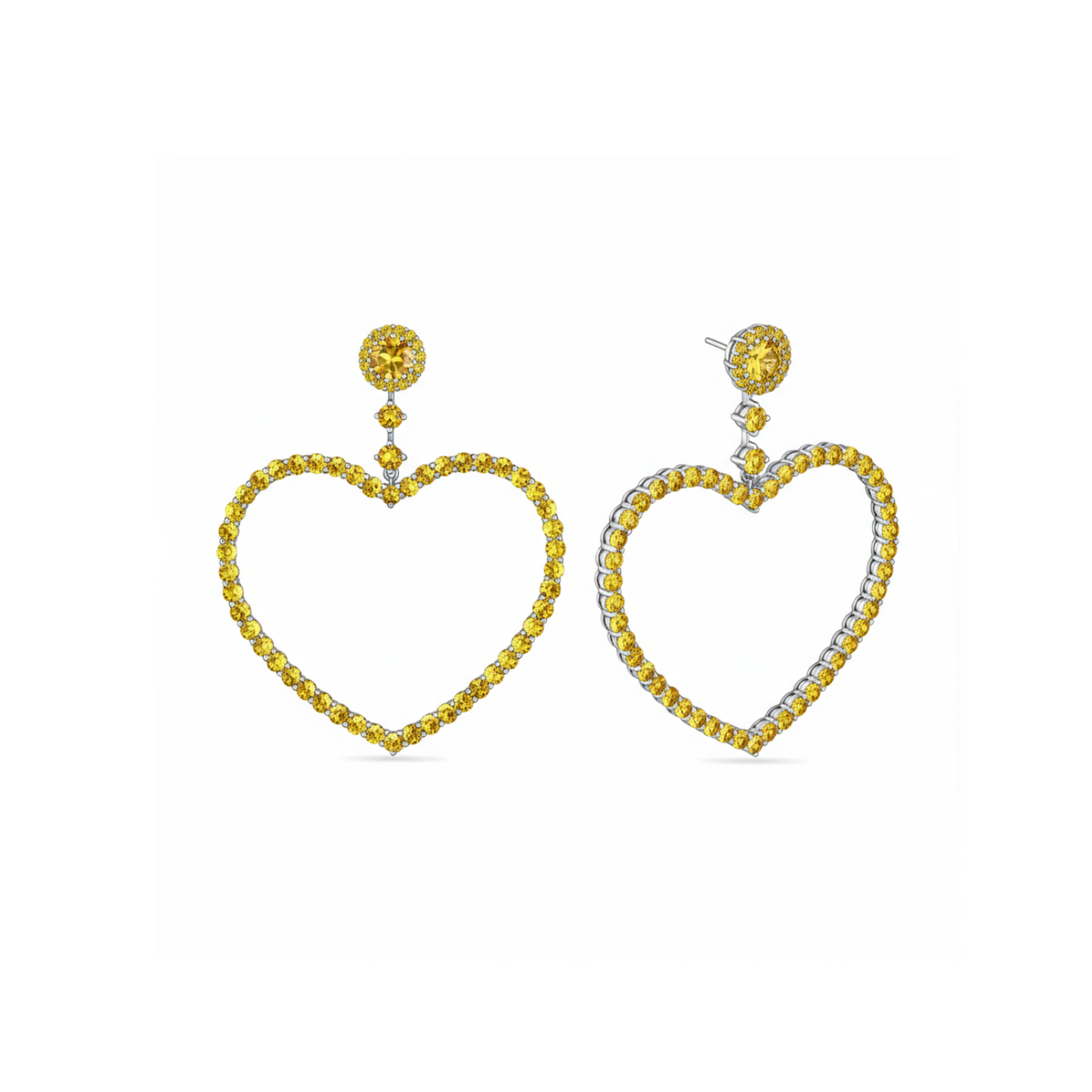 Amore Grand Heart Earrings – Yellow Sapphire