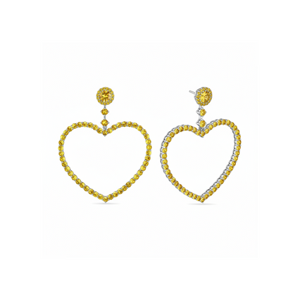Amore Grand Heart Earrings – Yellow Sapphire