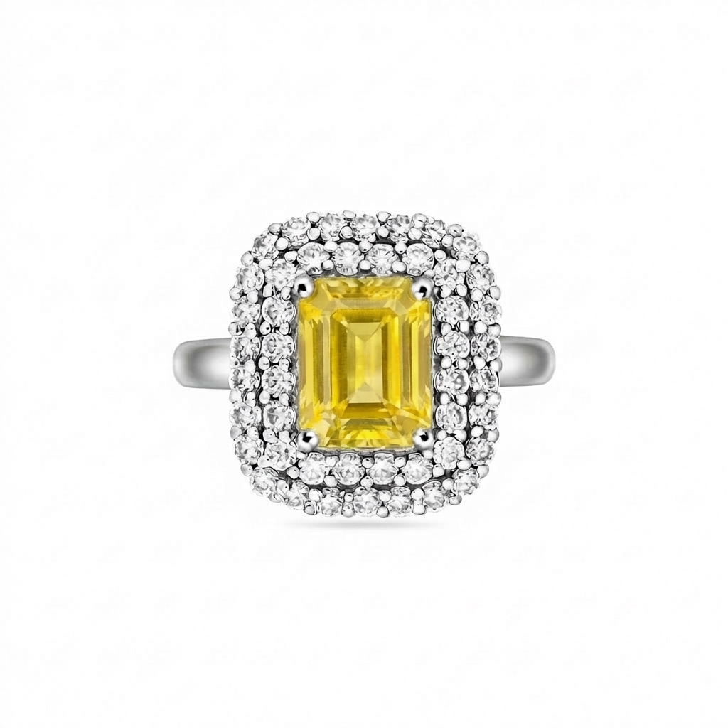 Nexus Double Halo Ring – Yellow Sapphire