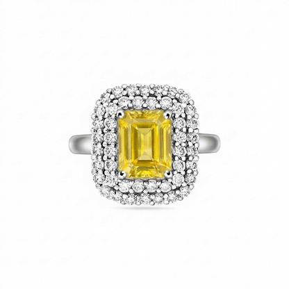 Nexus Double Halo Ring – Yellow Sapphire
