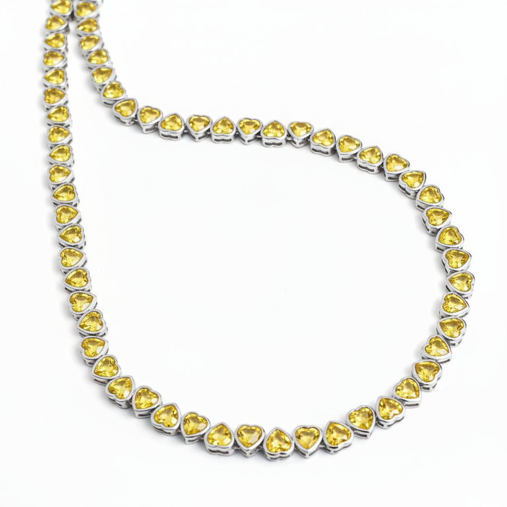 Amore Frame Tennis Necklace – Yellow Sapphire