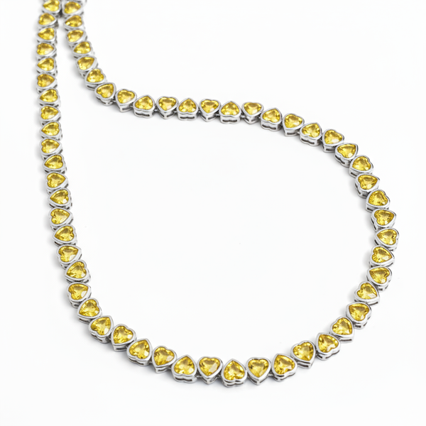 Amore Frame Tennis Necklace – Yellow Sapphire