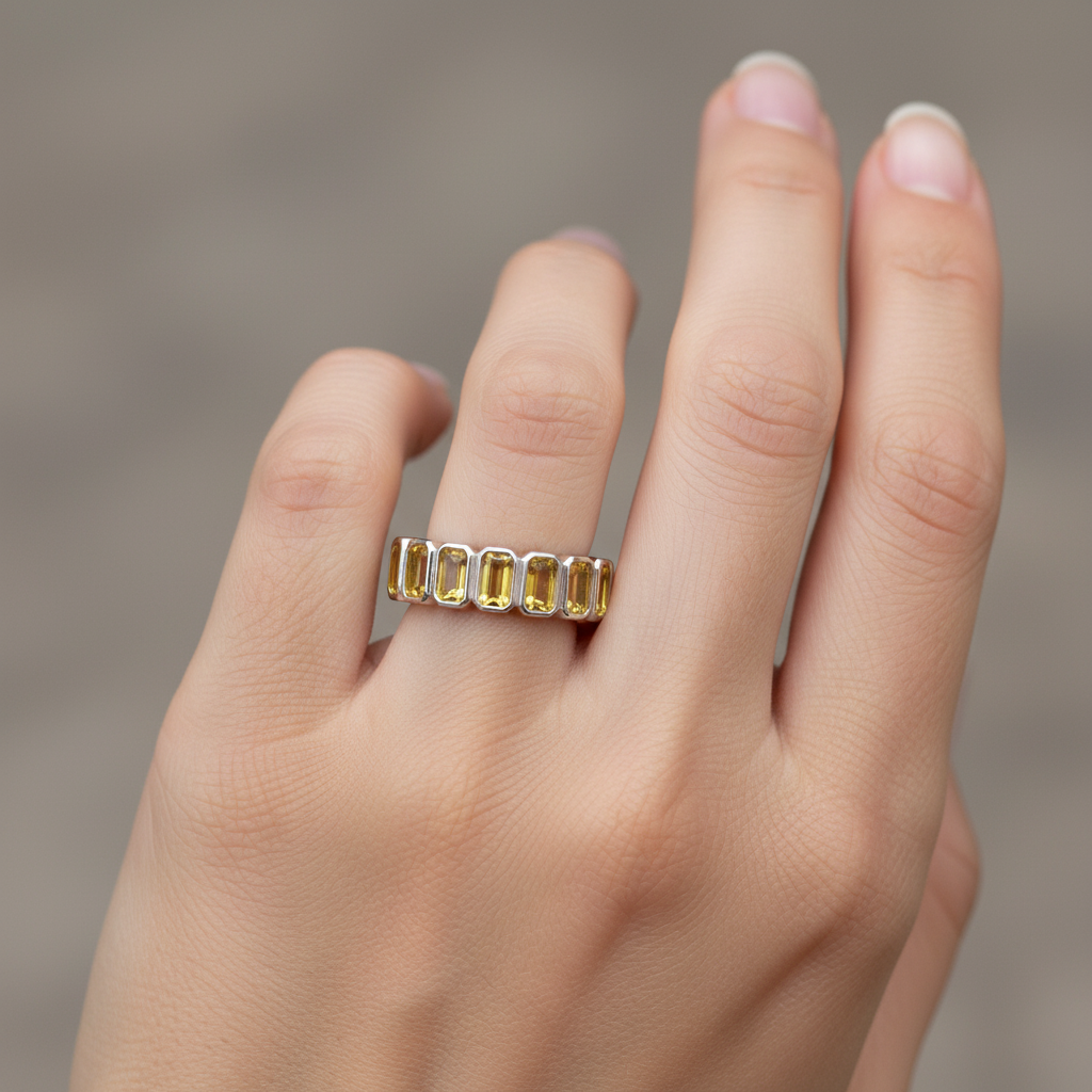 Nexus Vertical Eternity Ring – Yellow Sapphire