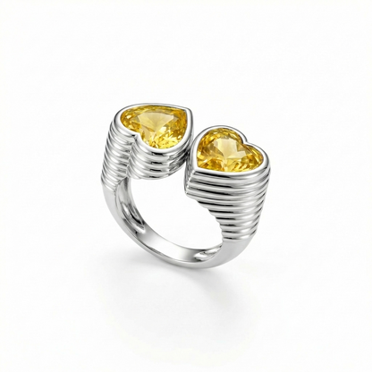 Amore Double Signet Ring – Yellow Sapphire