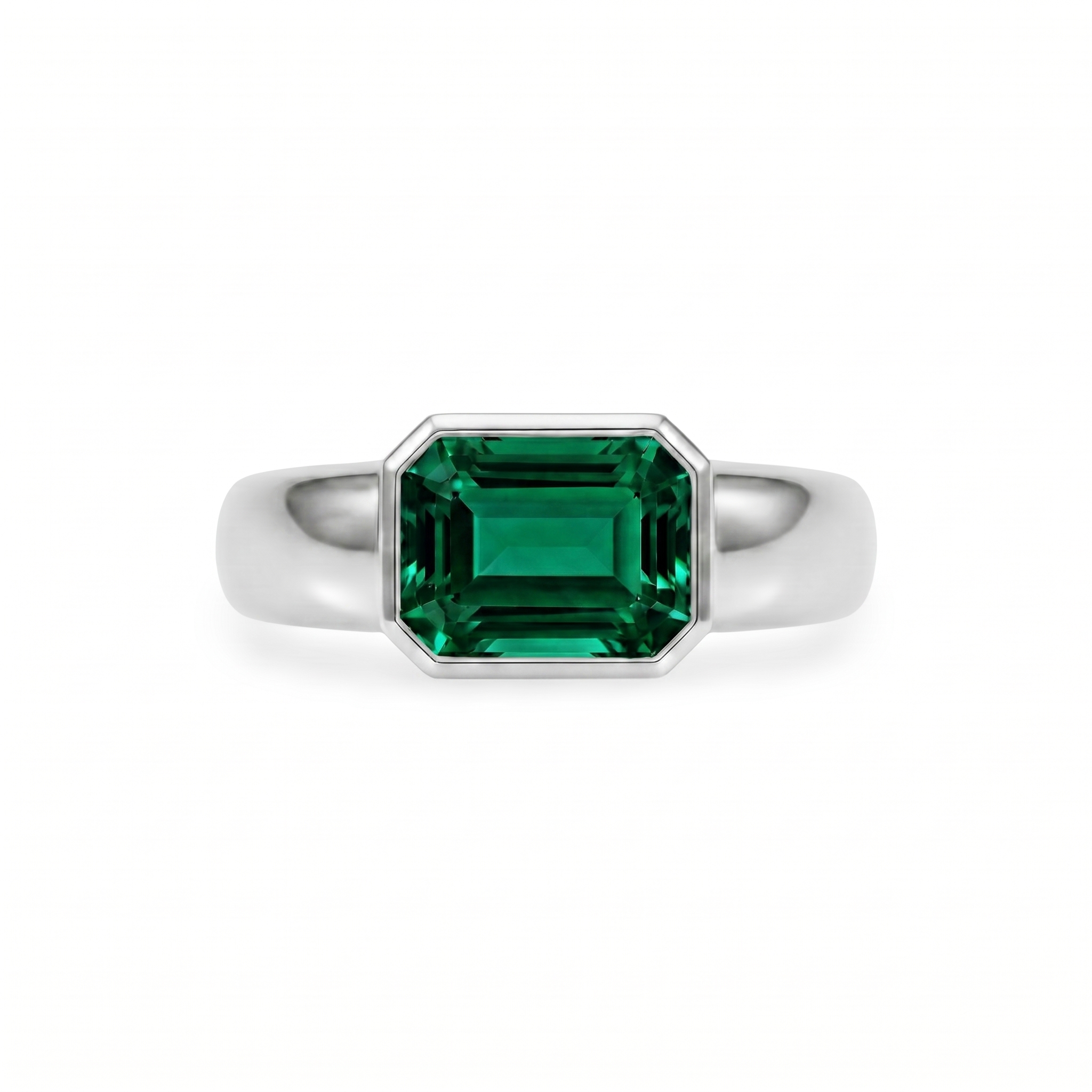 Nexus Lateral Solitaire Ring – Zambian Green Emerald