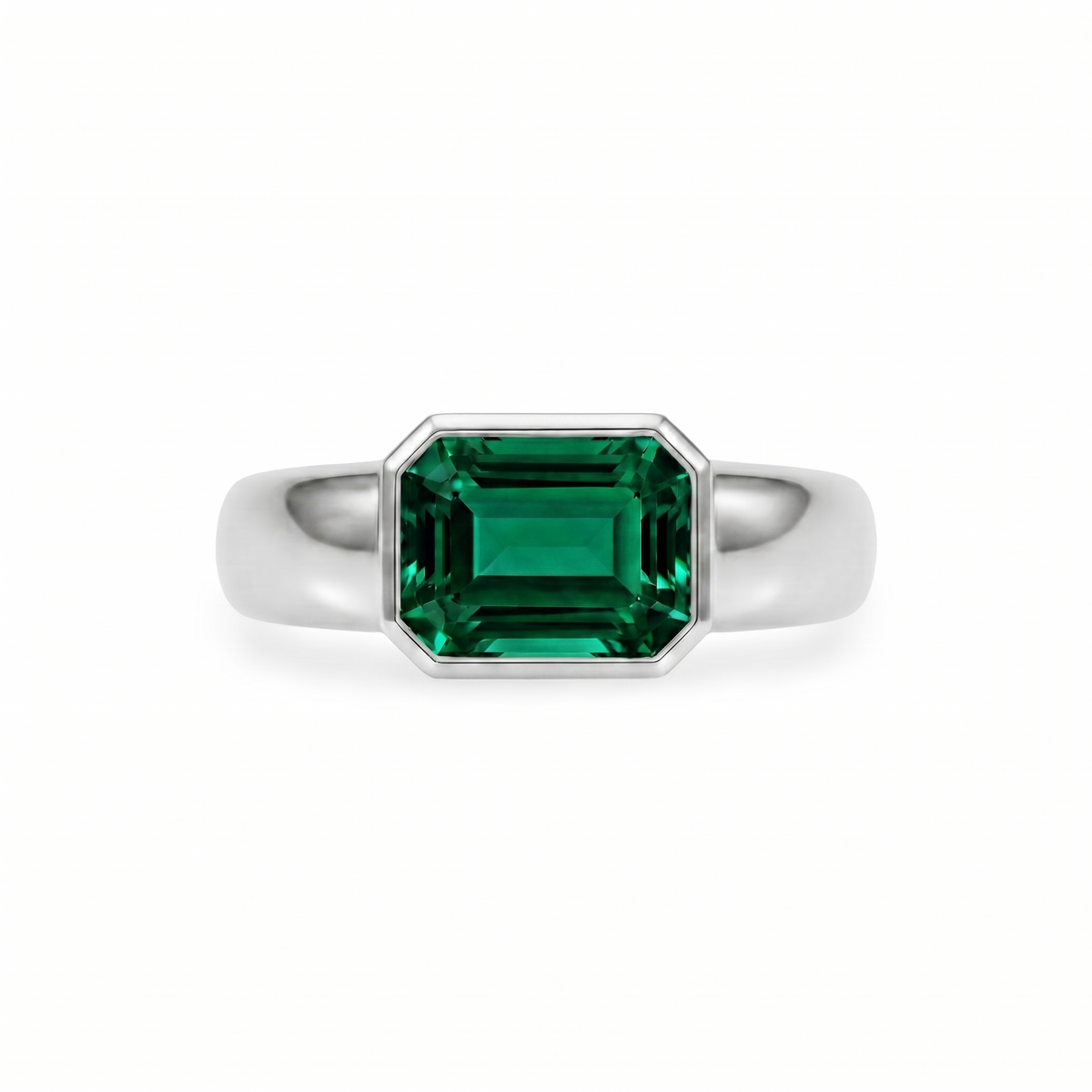 Nexus Lateral Solitaire Ring – Zambian Green Emerald