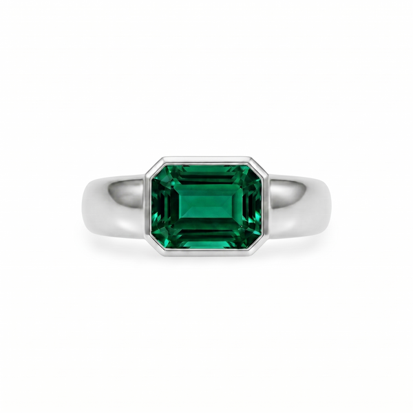 Nexus Lateral Solitaire Ring – Zambian Green Emerald