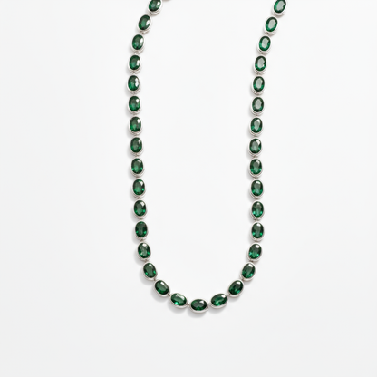 Velara Frame Tennis Necklace – Zambian Green Emerald