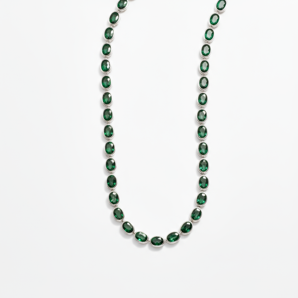 Velara Frame Tennis Necklace – Zambian Green Emerald