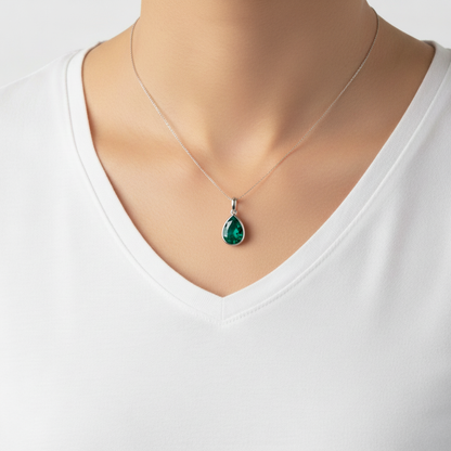 Nova Bold Solitaire Pendant – Zambian Green Emerald