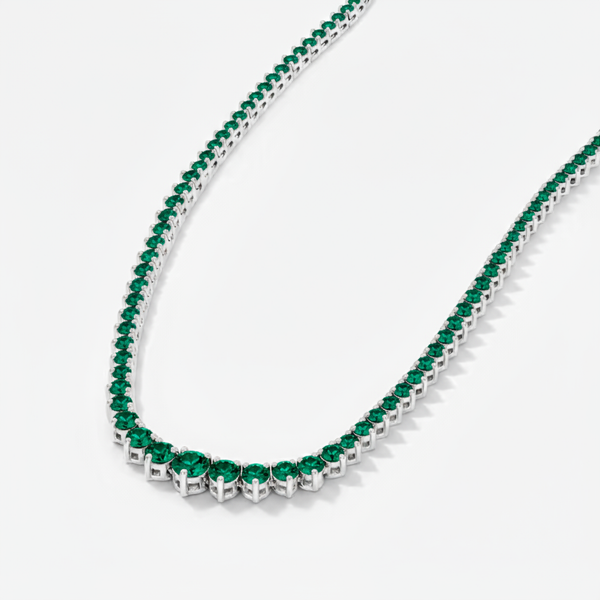 Juno Graduated Tennis Necklace – Zambian Green Emerald