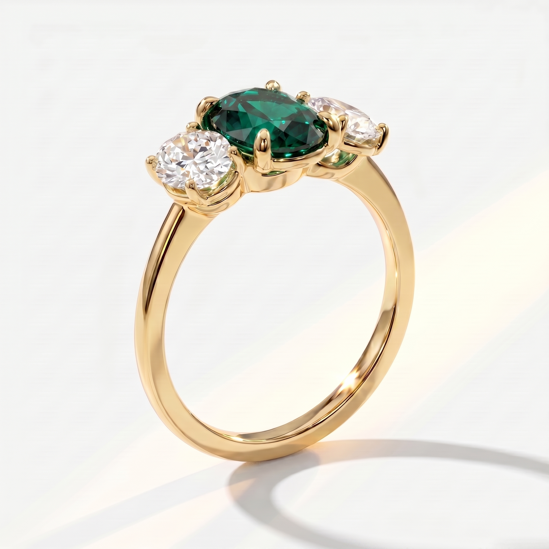 Velara Trilogy Ring – Zambian Green Emerald