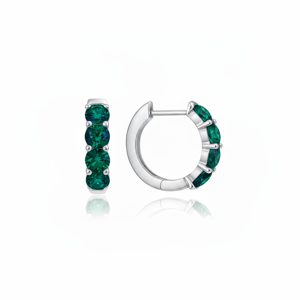 Linea Chunky Hoop Earrings – Zambian Green Emerald