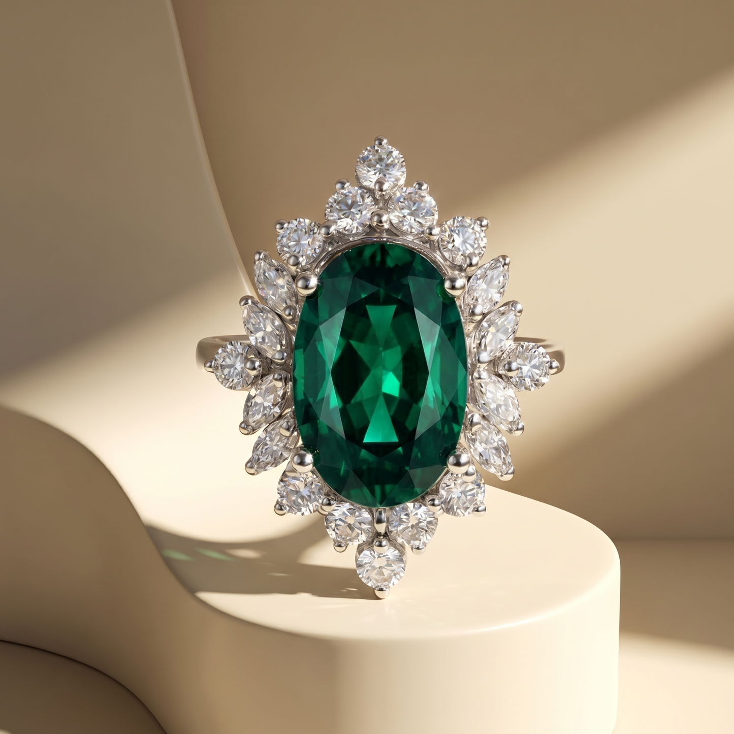 Velara Crown Ring – Zambian Green Emerald