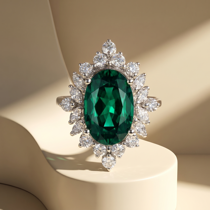 Velara Crown Ring – Zambian Green Emerald