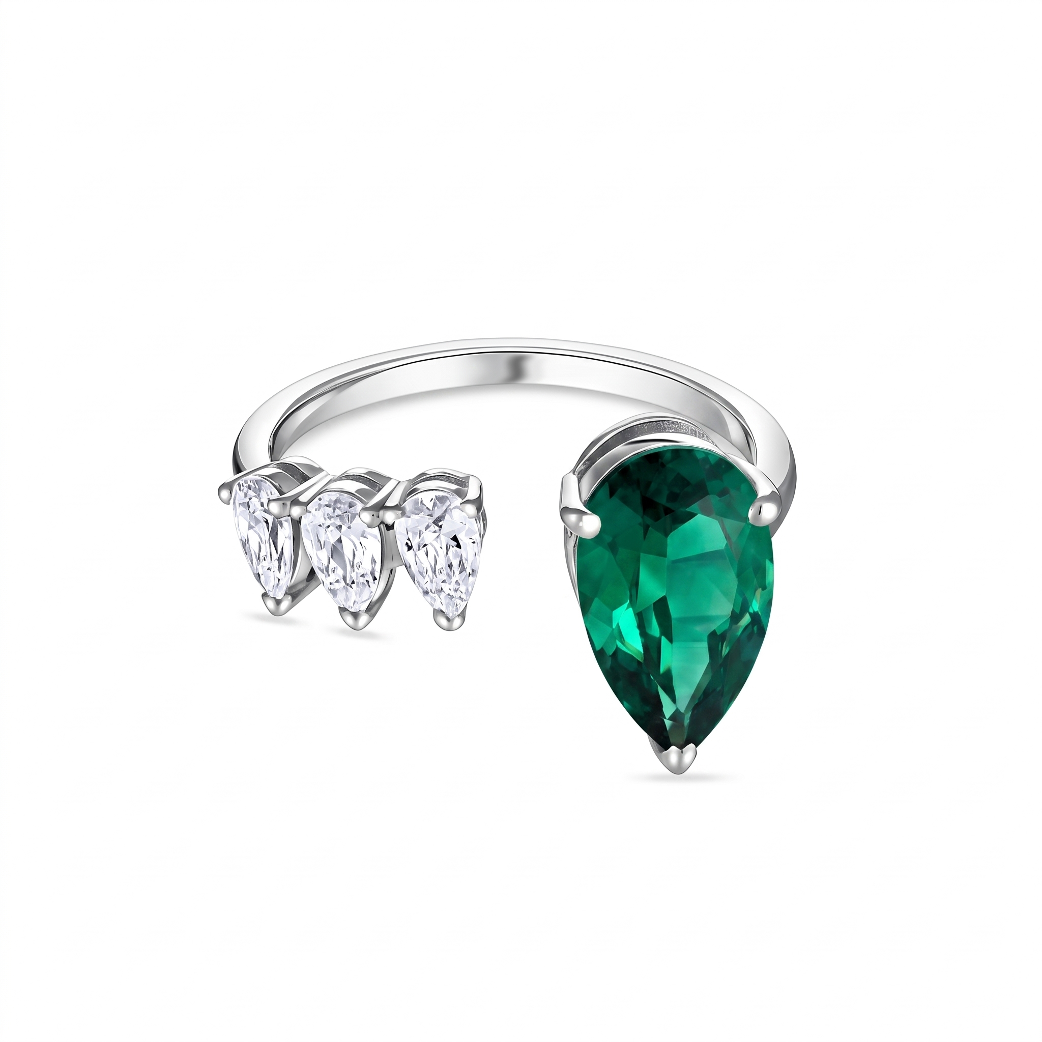 Nova Flare Open Ring – Zambian Green Emerald